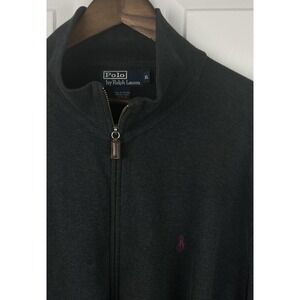 Polo Ralph Lauren Ribbed Sweater Mens XL Charcoal Full Zip Pony Pullover Style
